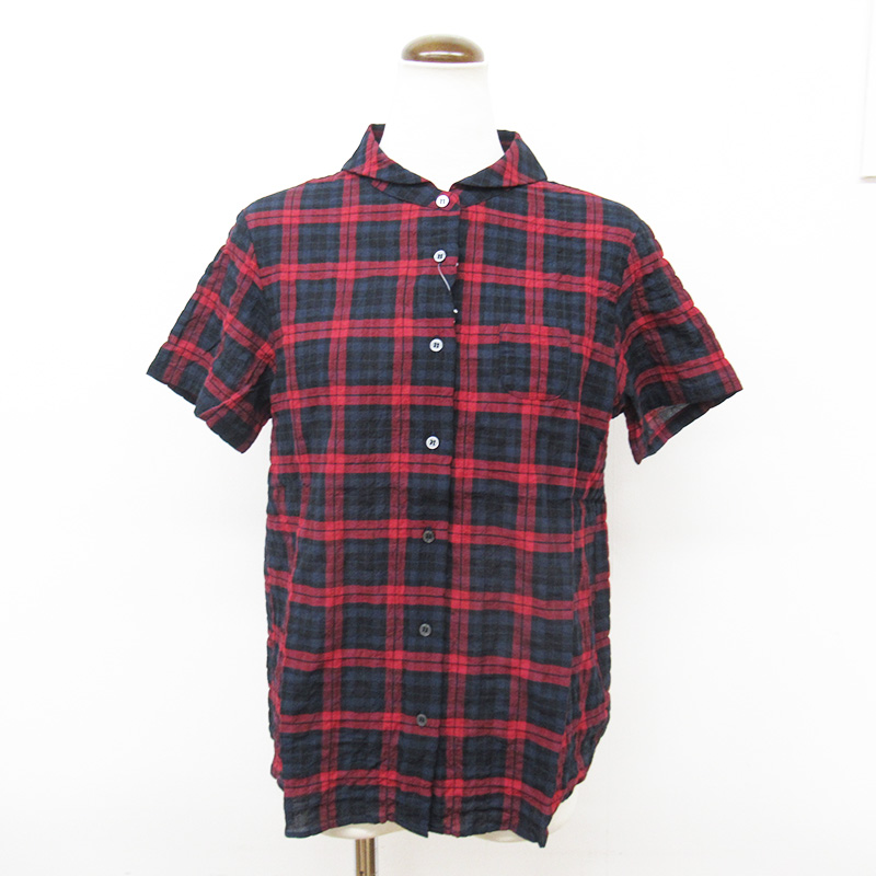 Parkes チェックセーラーカラー半袖シャツ red3/PH2522007【日本製】
